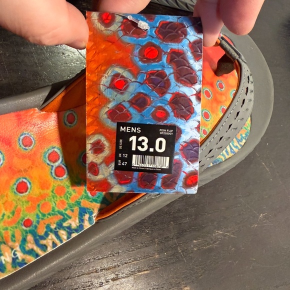 Korkers Fish Flip Brook Trout Sandals Flip Flops Orange/Blue/Green Mens 13 main image 7